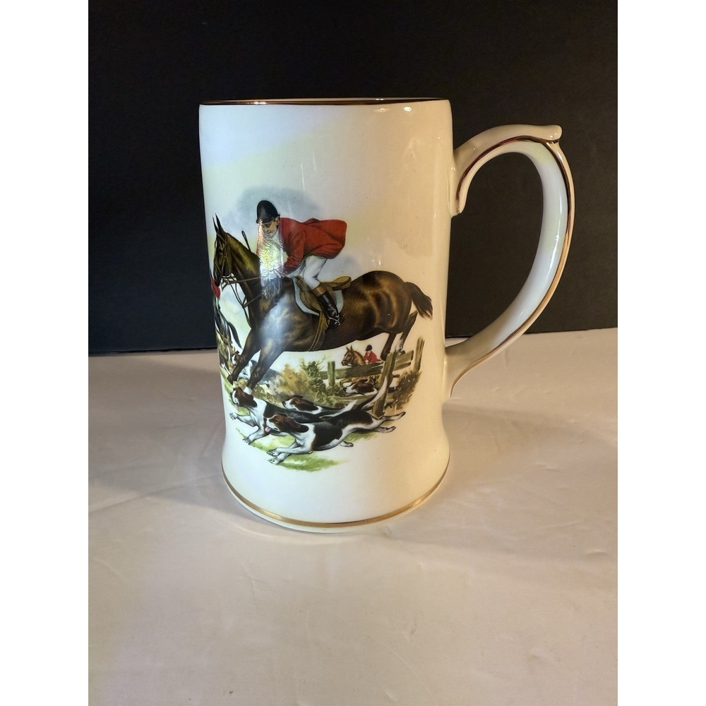 Vintage Sadler England Hunting Scene Large Tankard Mug Equestrian Fox Hunt 7.5"